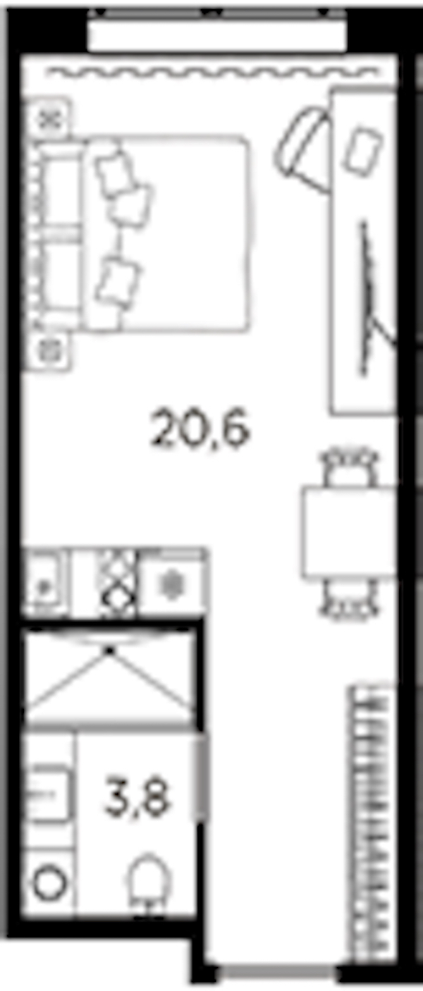Квартира студия 24.4 м², 5/13 эт., ЖК «AVENIR Industrial»